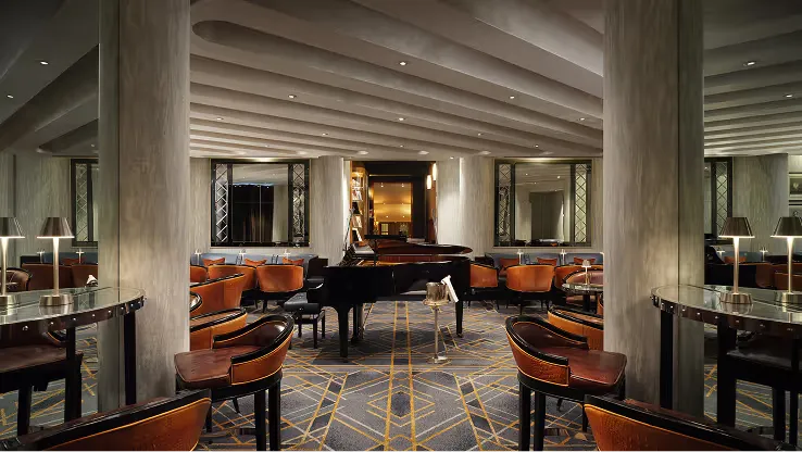 The warm interior of the American Bar at The Savoy